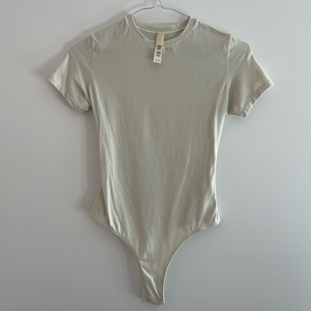 SKIMS Bone Cotton Jersey Bodysuit